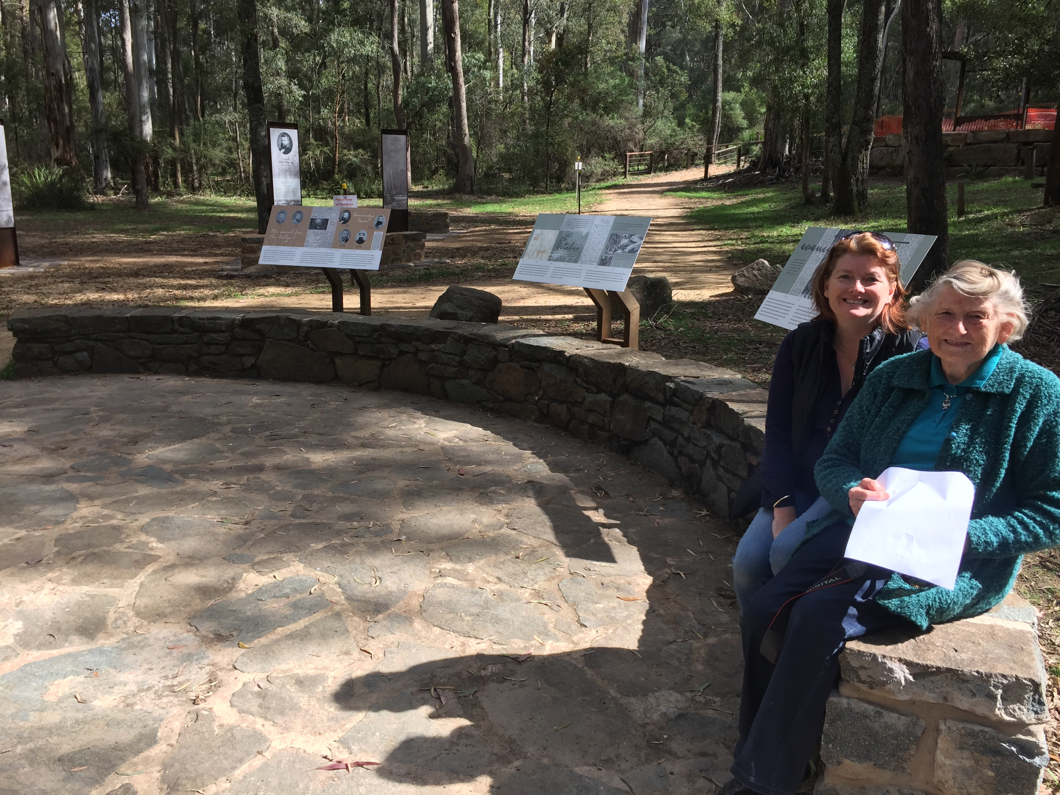 c28f30d8/kelly 11 local historian sheila hutchinson and daughter pam kirley on the strinybark 140th anniversary in 2018 JPG